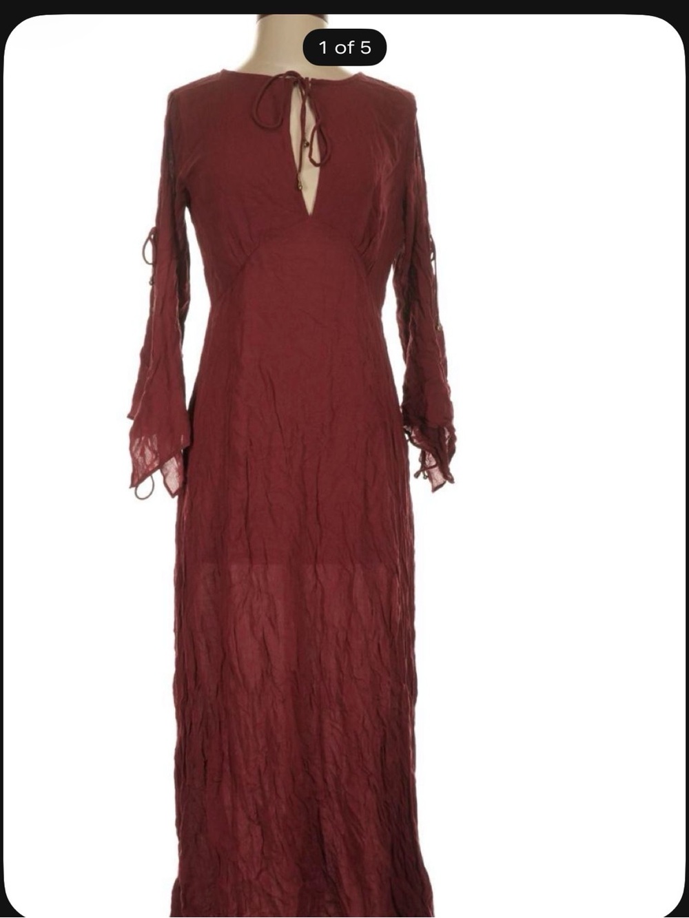 Free People Burgundy Tie-Neck Maxi Dress